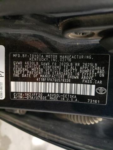 2016 TOYOTA CAMRY LE 4T1BF1FK7GU578326