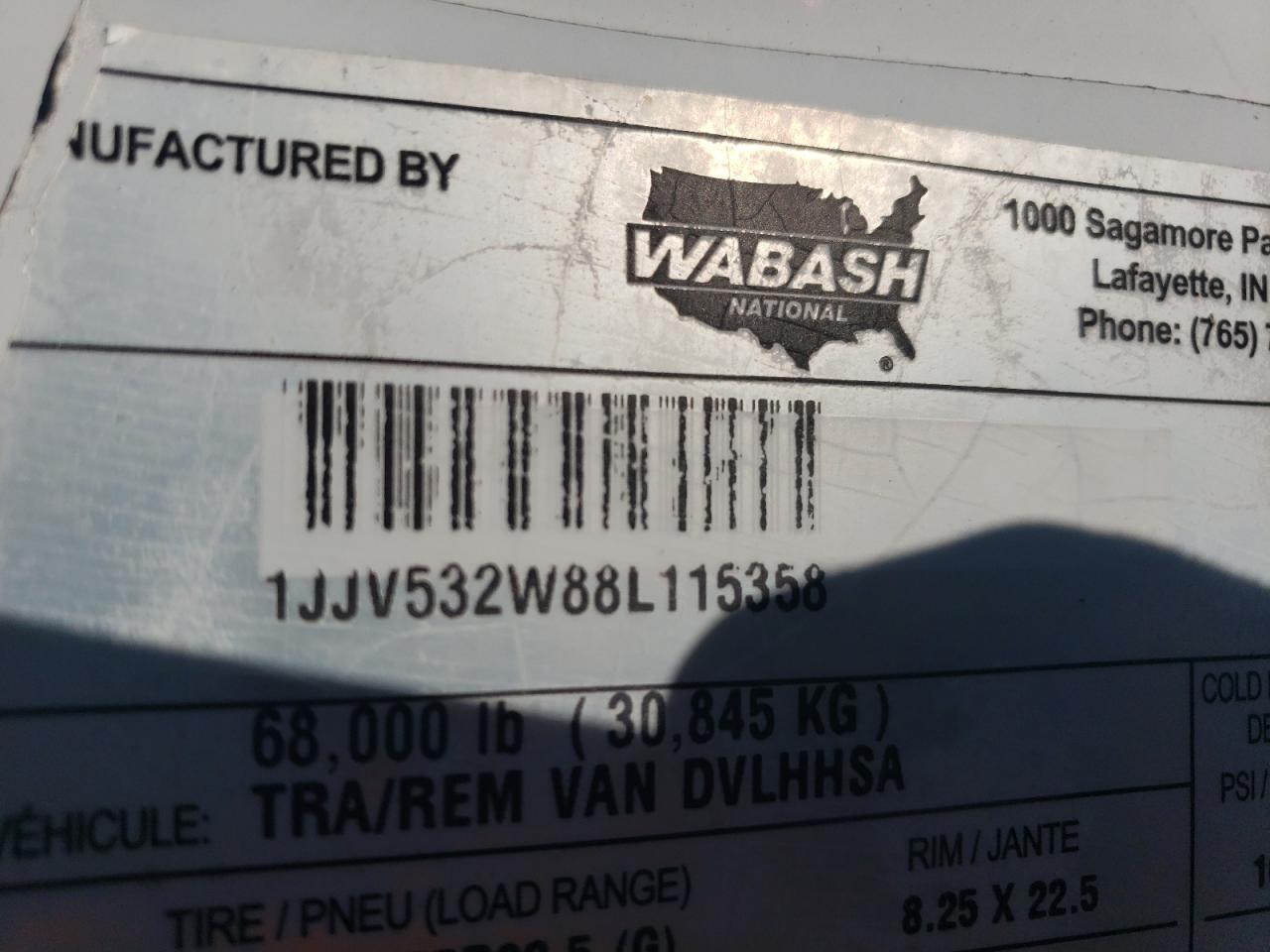 Lot #3282405261 2008 WABASH UNKNOWN