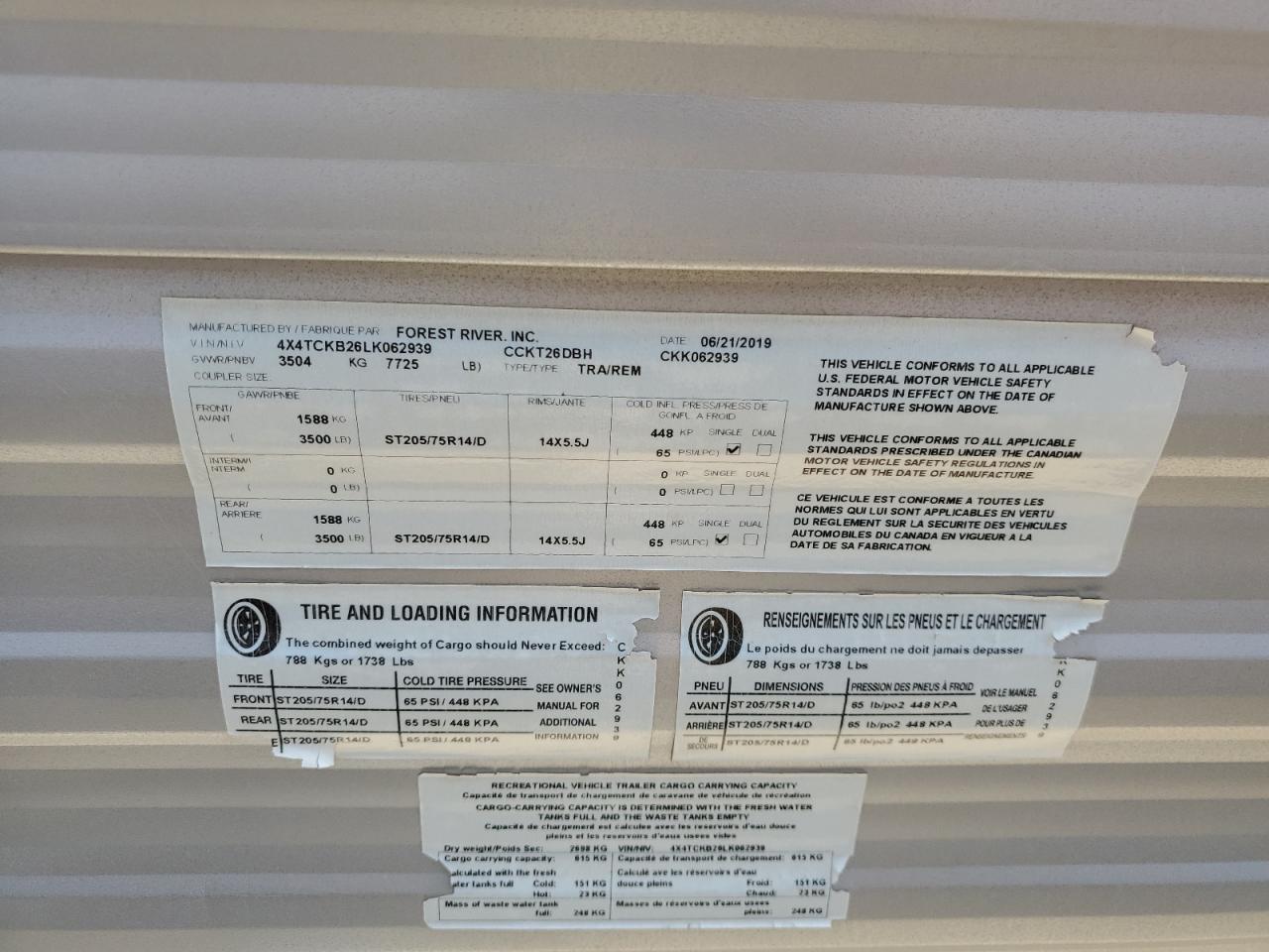 Lot #3284658345 2020 CHEROKEE CCKT26DBH