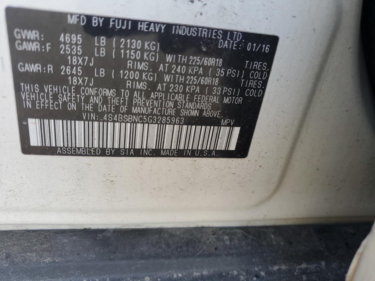 SUBARU OUTBACK 2.5I LIMITED