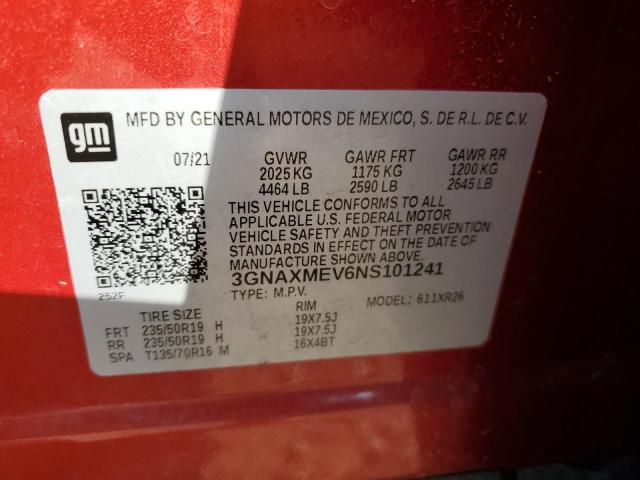 2022 CHEVROLET EQUINOX RS 3GNAXMEV6NS101241