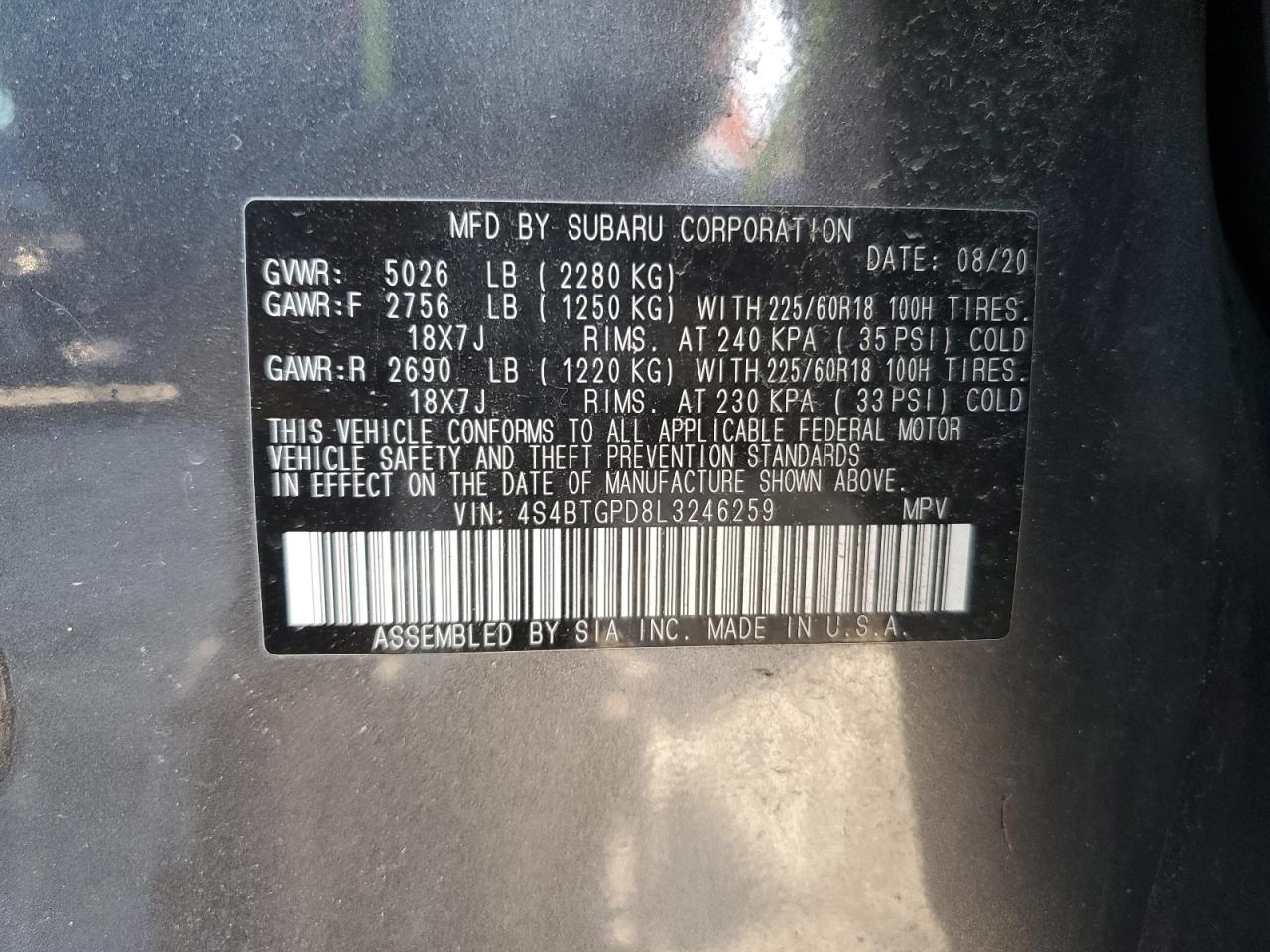 SUBARU OUTBACK TOURING LDL