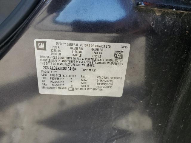 2016 CHEVROLET EQUINOX LT - 2GNALCEK6G6104184