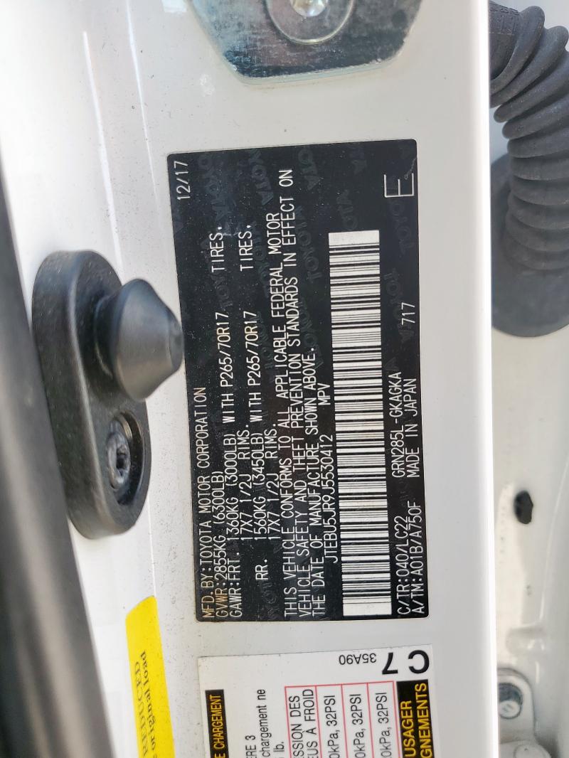 2018 TOYOTA 4RUNNER SR JTEBU5JR9J5530412