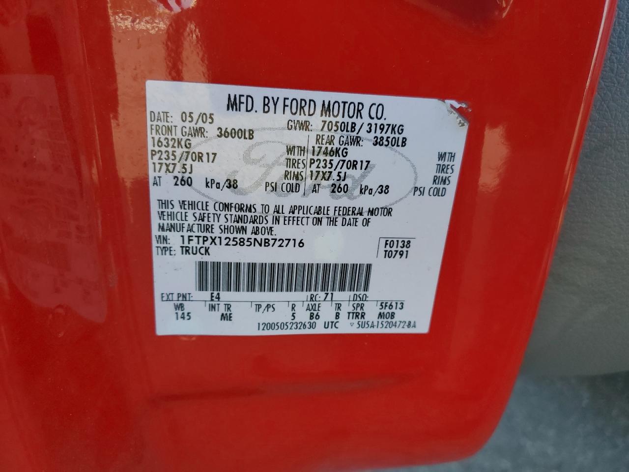 Lot #3298084171 2005 FORD F150