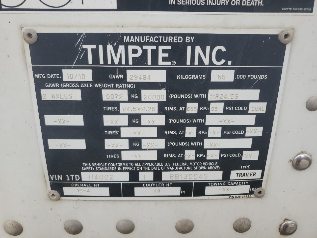 Lot #3270859425 2010 TIMPTE UNKNOWN