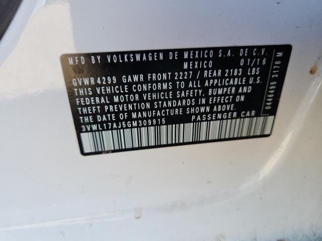 2016 VOLKSWAGEN JETTA SEL 3VWL17AJ5GM309915