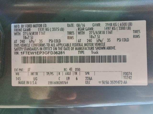 2016 FORD F150 SUPER - 1FTEW1EP3GFD36281