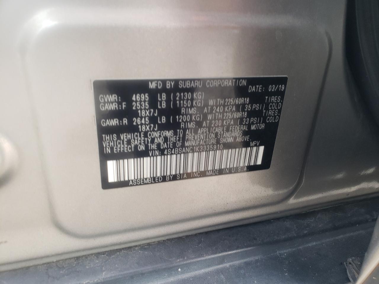 SUBARU OUTBACK 2.5I LIMITED