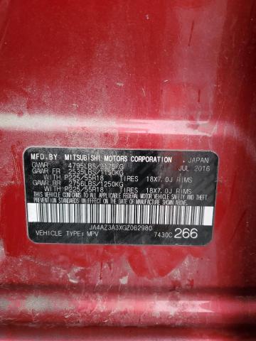 2016 MITSUBISHI OUTLANDER JA4AZ3A3XGZ062980