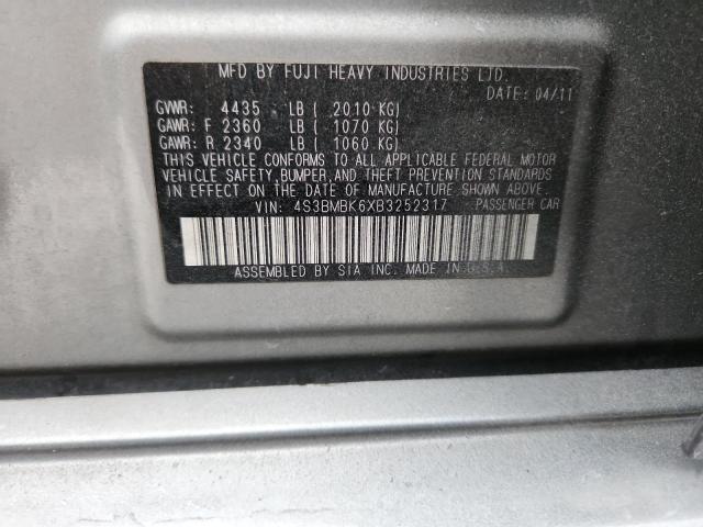 2011 SUBARU LEGACY 2.5 - 4S3BMBK6XB3252317