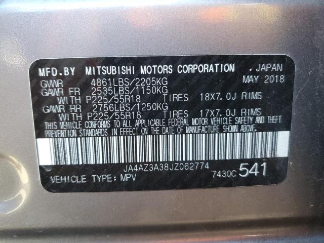 2018 MITSUBISHI OUTLANDER JA4AZ3A38JZ062774
