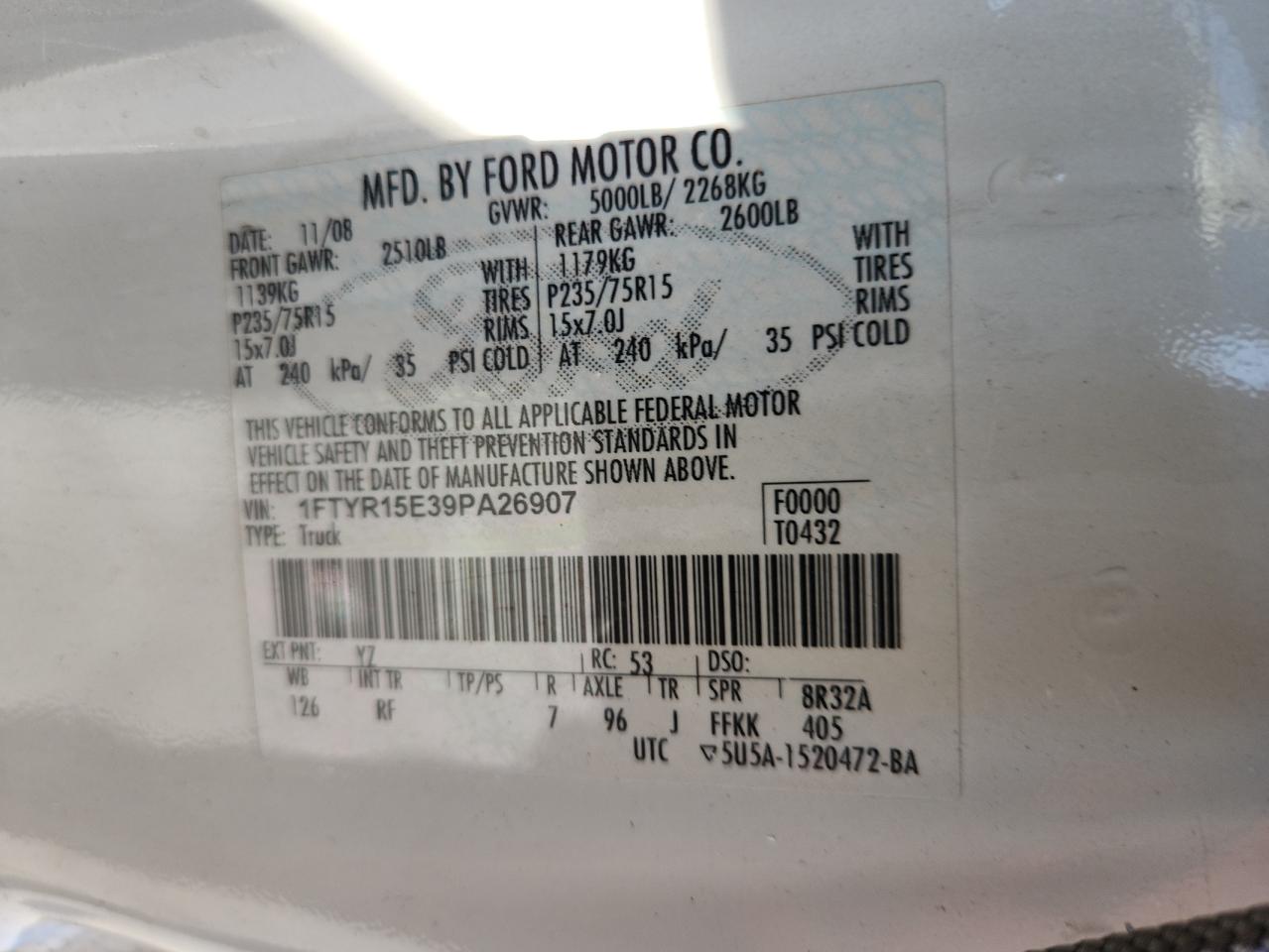 Lot #3281980129 2009 FORD RANGER SUP