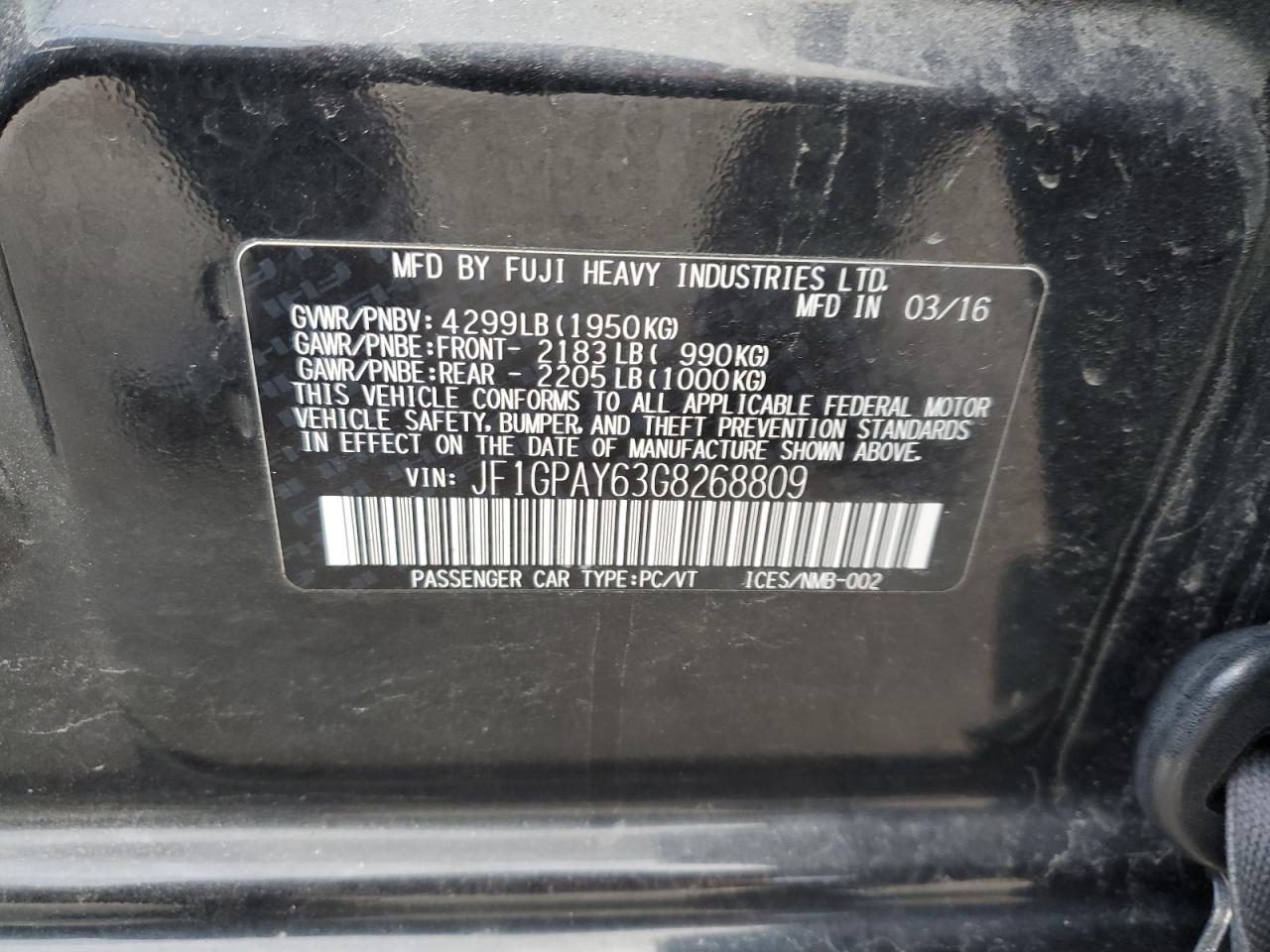 SUBARU IMPREZA SPORT LIMITED