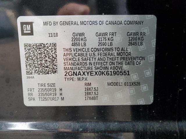 2019 CHEVROLET EQUINOX PR - 2GNAXYEX0K6190551