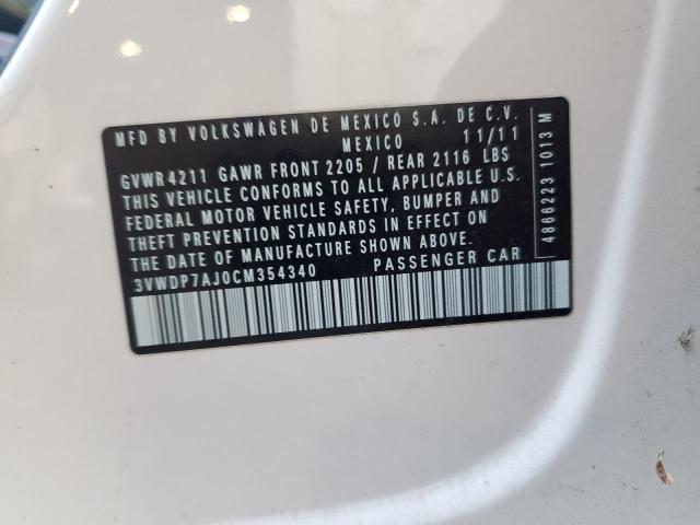 2012 VOLKSWAGEN JETTA SE - 3VWDP7AJ0CM354340