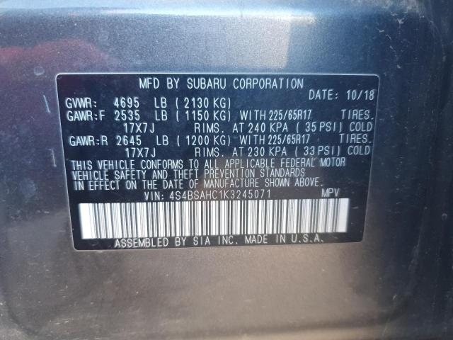 2019 SUBARU OUTBACK 2. 4S4BSAHC1K3245071