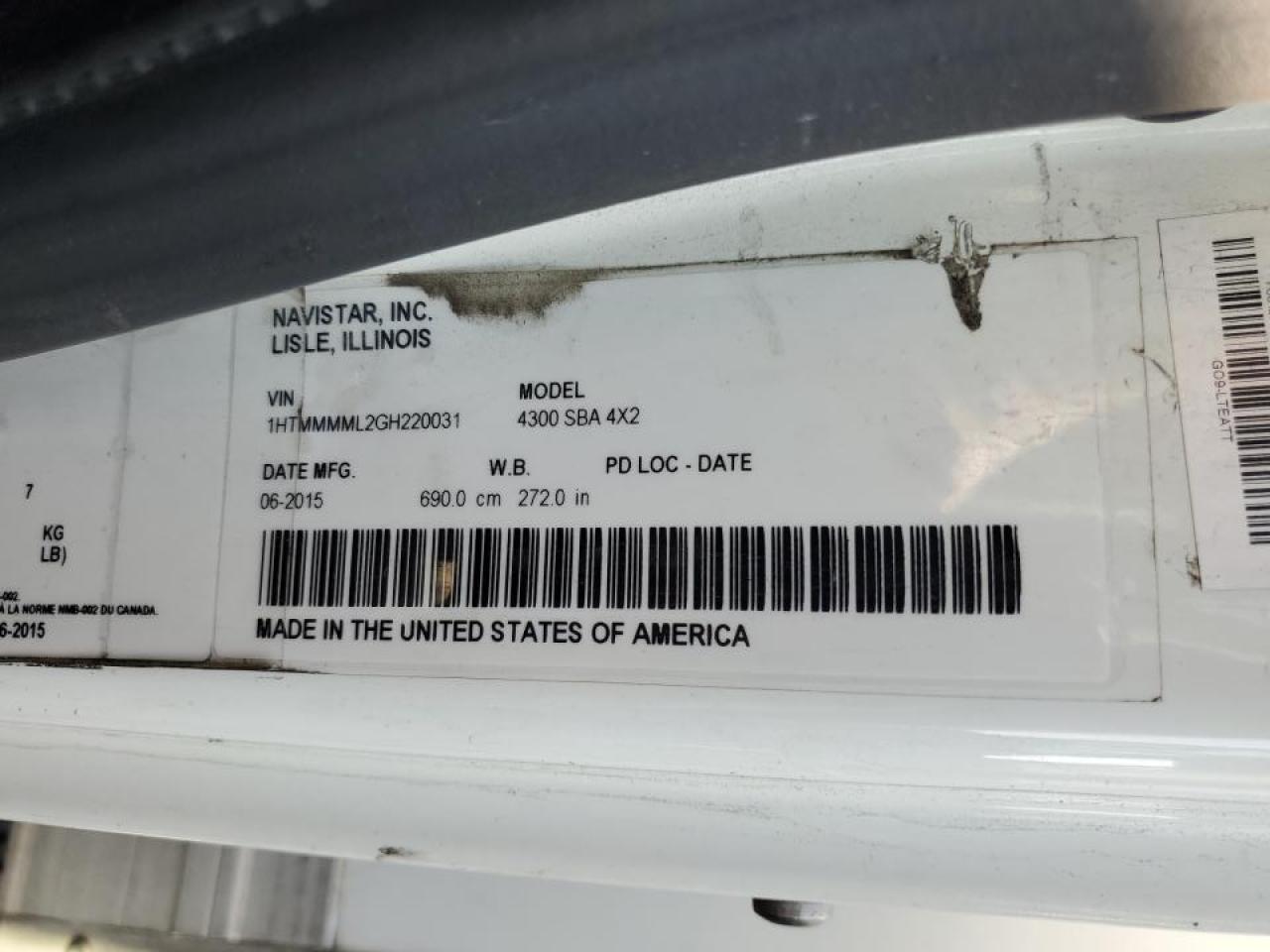 Lot #3274023491 2016 INTERNATIONAL 4300