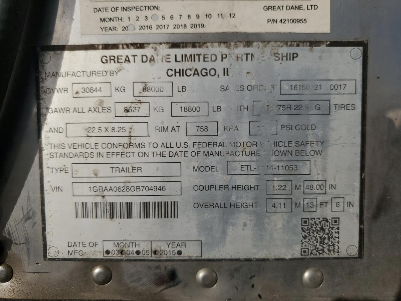 Lot #3284913973 2016 GREAT DANE REFER