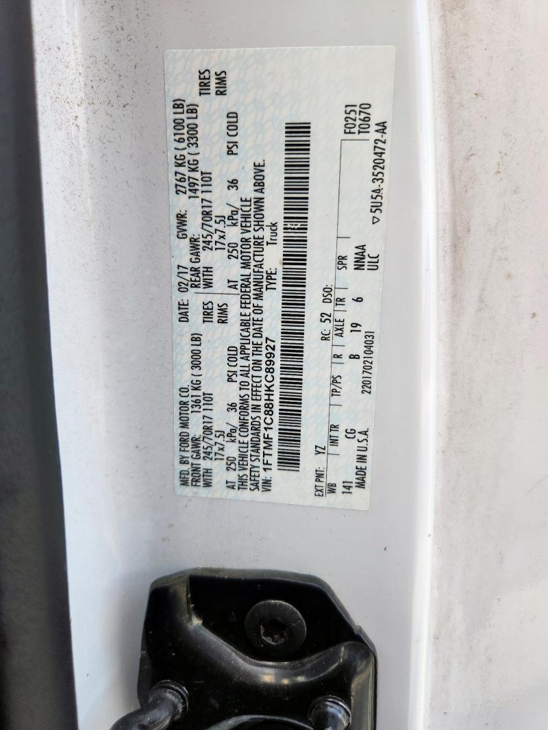 2017 FORD F150 1FTMF1C88HKC89927