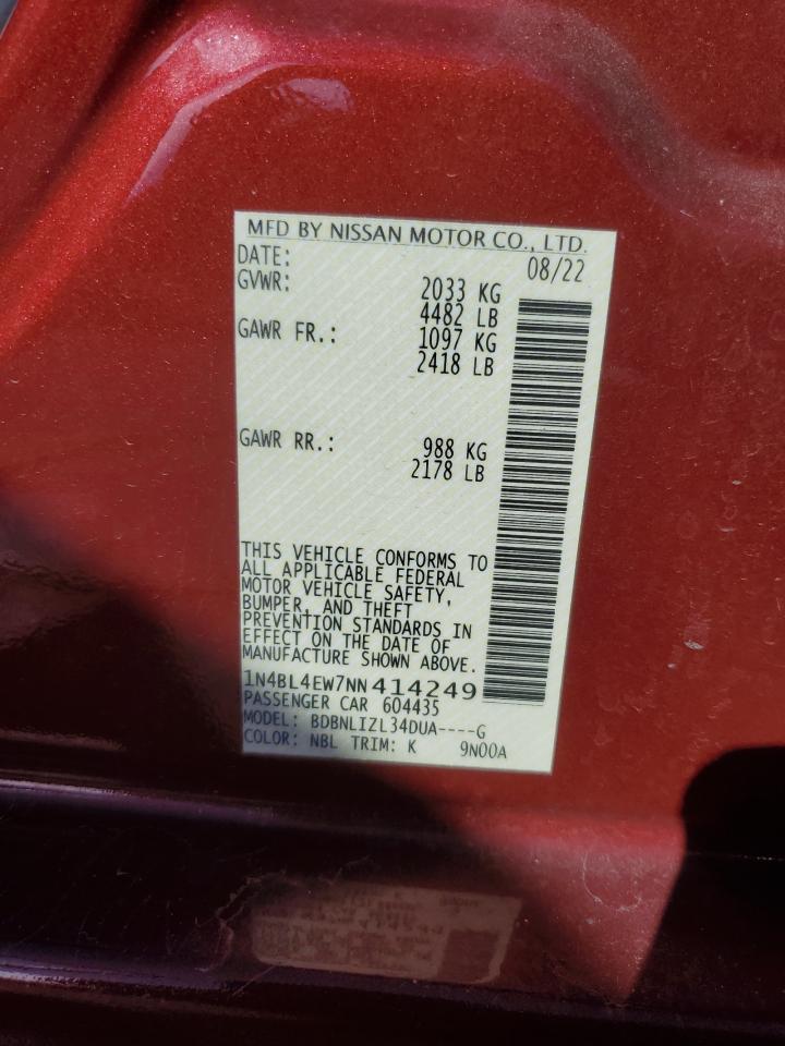 Lot #3302835890 2022 NISSAN ALTIMA SL