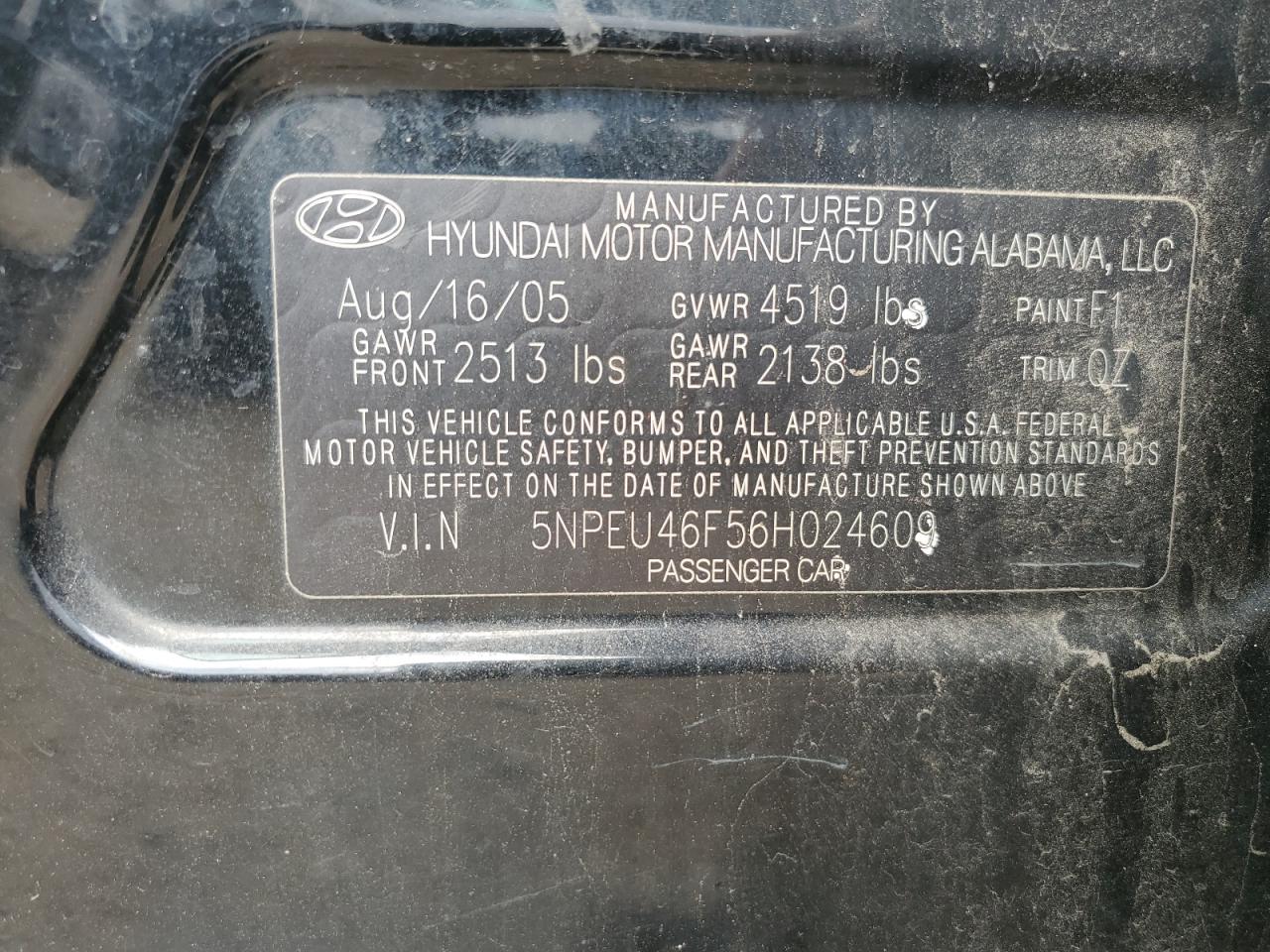 Lot #3284115536 2006 HYUNDAI SONATA GLS