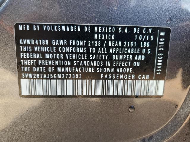 2016 VOLKSWAGEN JETTA S 3VW267AJ5GM272393