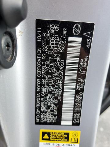 2012 LEXUS CT 200 - JTHKD5BH6C2063060