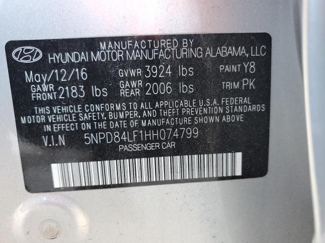 2017 HYUNDAI ELANTRA SE 5NPD84LF1HH074799