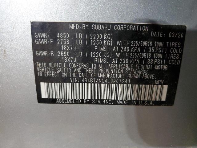 2020 SUBARU OUTBACK LI 4S4BTANC4L3207241