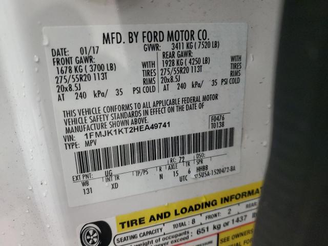 2017 FORD EXPEDITION - 1FMJK1KT2HEA49741