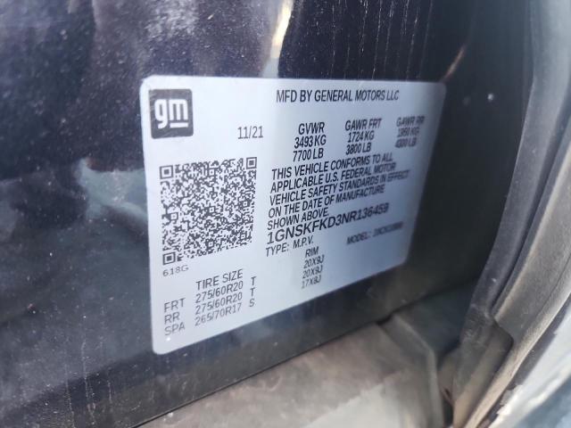 2022 CHEVROLET SUBURBAN K1500 PREMIER 1GNSKFKD3NR136459