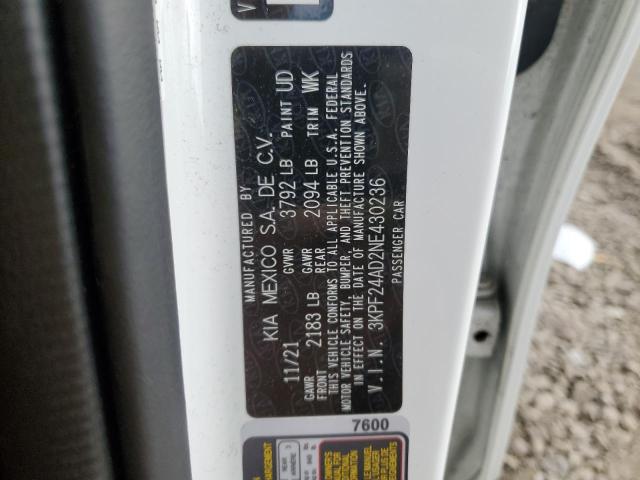 2022 KIA FORTE FE #3290225258