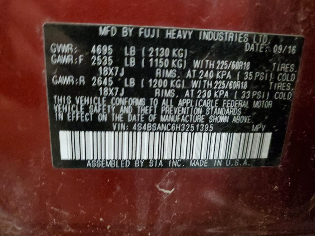 SUBARU OUTBACK 2.5I LIMITED