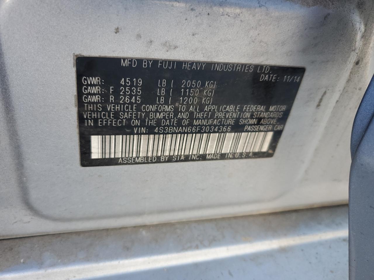 SUBARU LEGACY 2.5I LIMITED