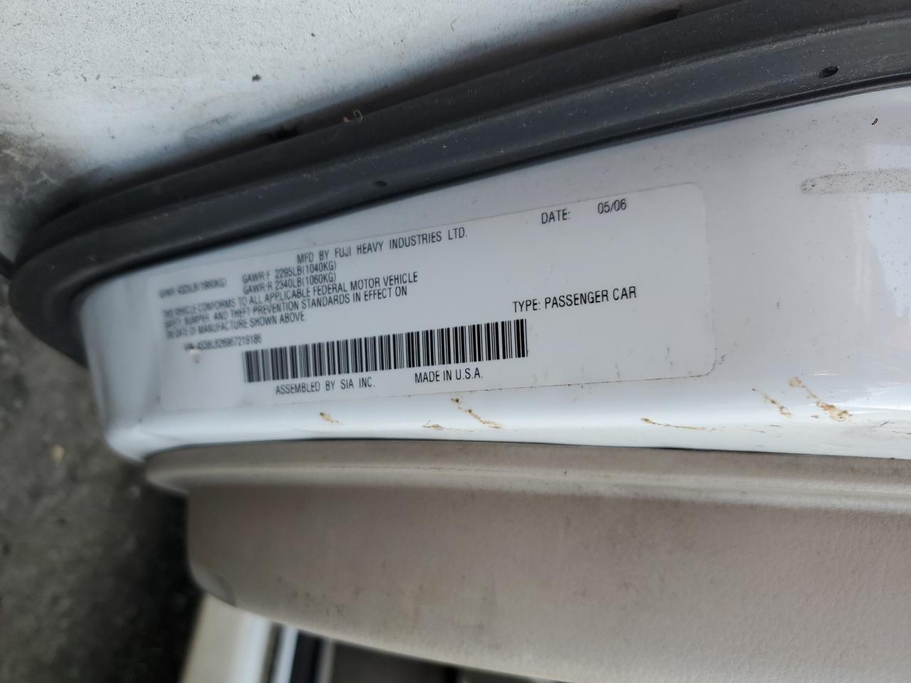 Lot #3290427777 2006 SUBARU LEGACY 2.5