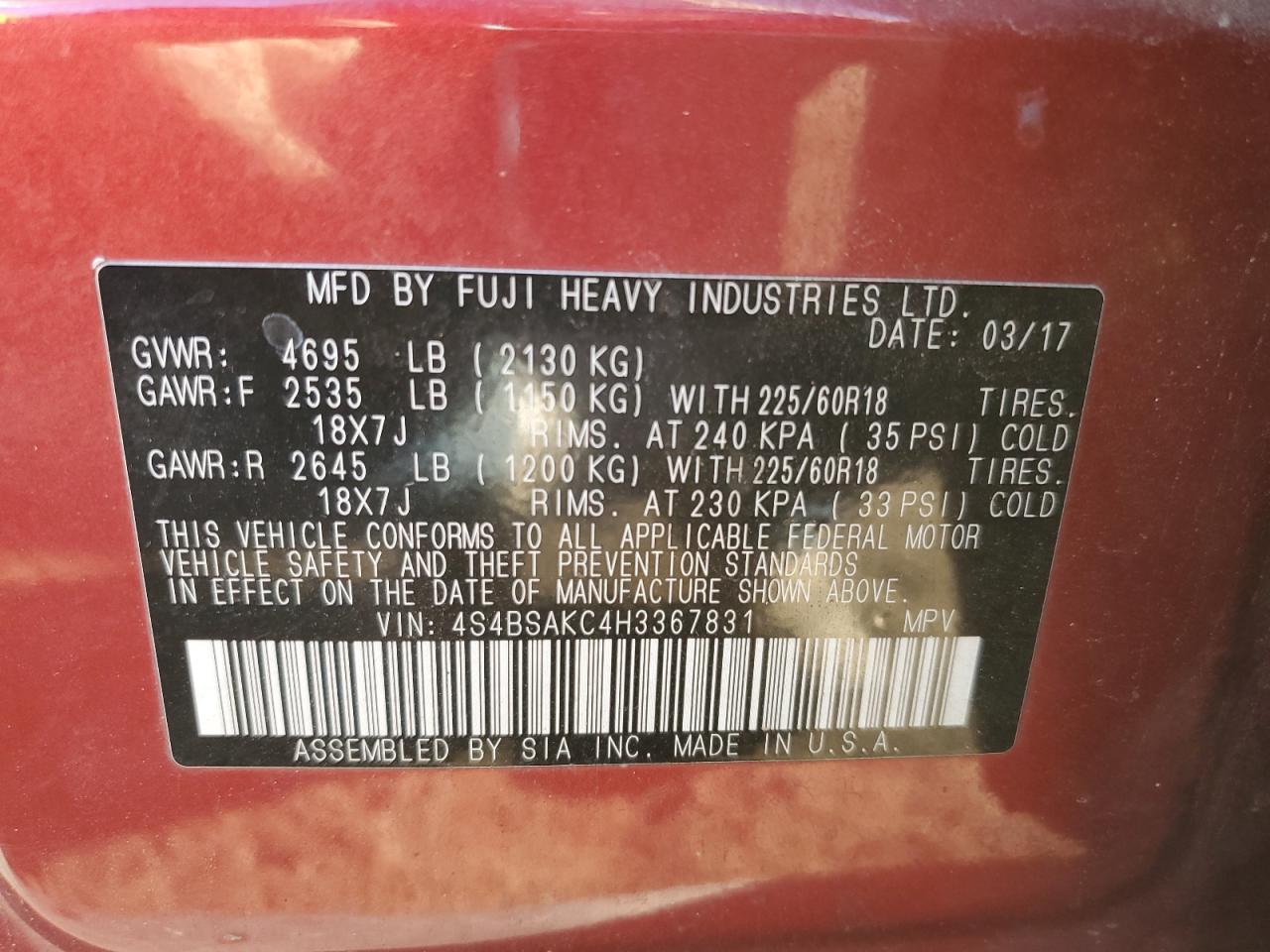 SUBARU OUTBACK 2.5I LIMITED