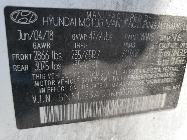 2019 HYUNDAI SANTA FE S 5NMS23AD0KH001903