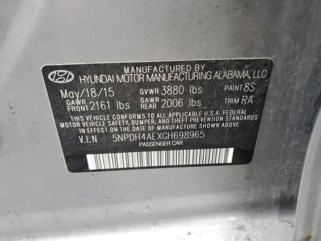 2016 HYUNDAI ELANTRA SE 5NPDH4AEXGH698965