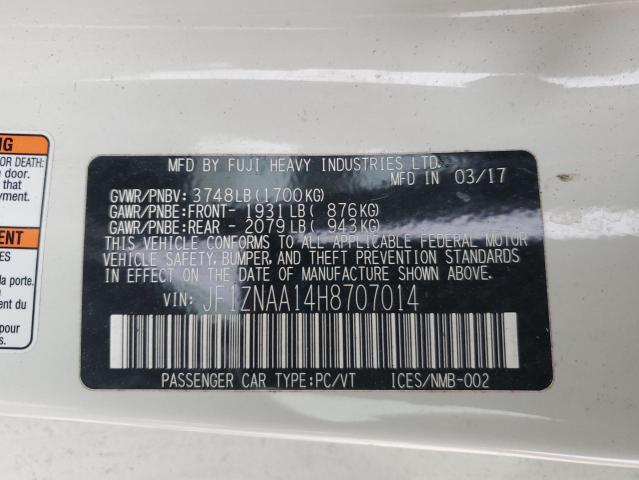 2017 TOYOTA 86 BASE JF1ZNAA14H8707014