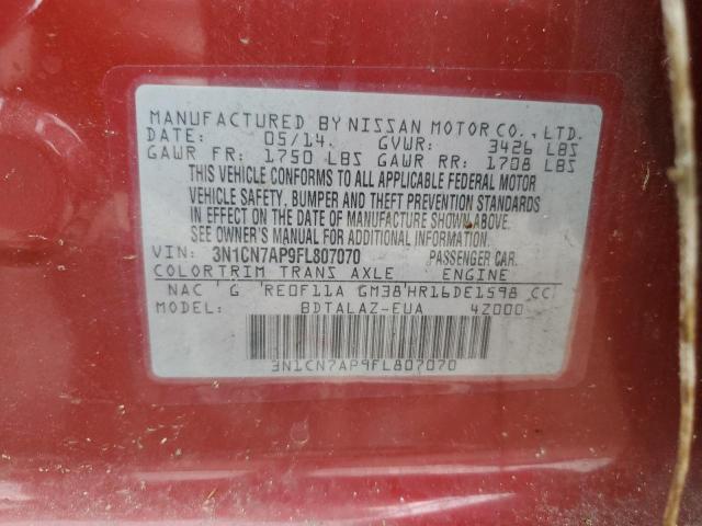 2015 NISSAN VERSA S 3N1CN7AP9FL807070