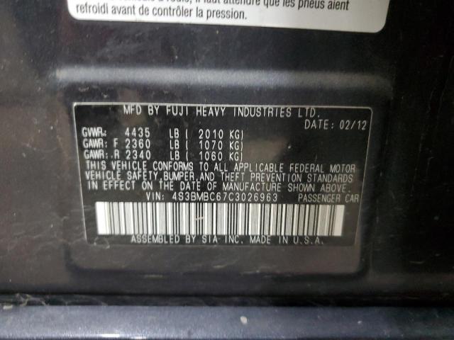 2012 SUBARU LEGACY 2.5 - 4S3BMBC67C3026963