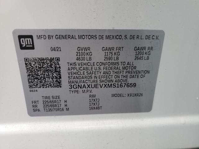 2021 CHEVROLET EQUINOX LT 3GNAXUEVXMS167659