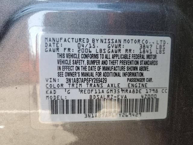 2015 NISSAN SENTRA S 3N1AB7AP6FY269429