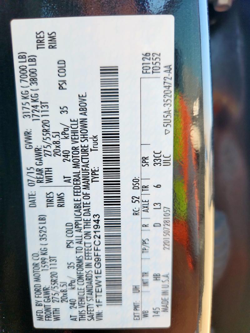 2015 FORD F150 SUPER - 1FTEW1EG9FFC21943