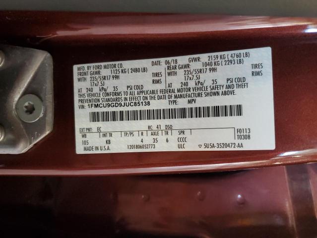 2018 FORD ESCAPE SE - 1FMCU9GD9JUC85138