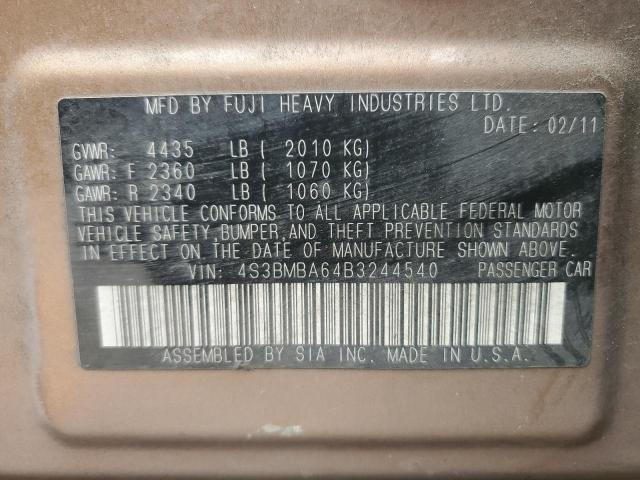 2011 SUBARU LEGACY 2.5 - 4S3BMBA64B3244540