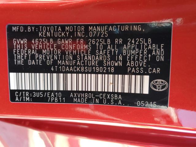 2025 TOYOTA CAMRY XSE 4T1DAACK8SU190218