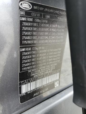 2018 LAND ROVER RANGE ROVER SPORT HSE SALWR2RK4JA198697