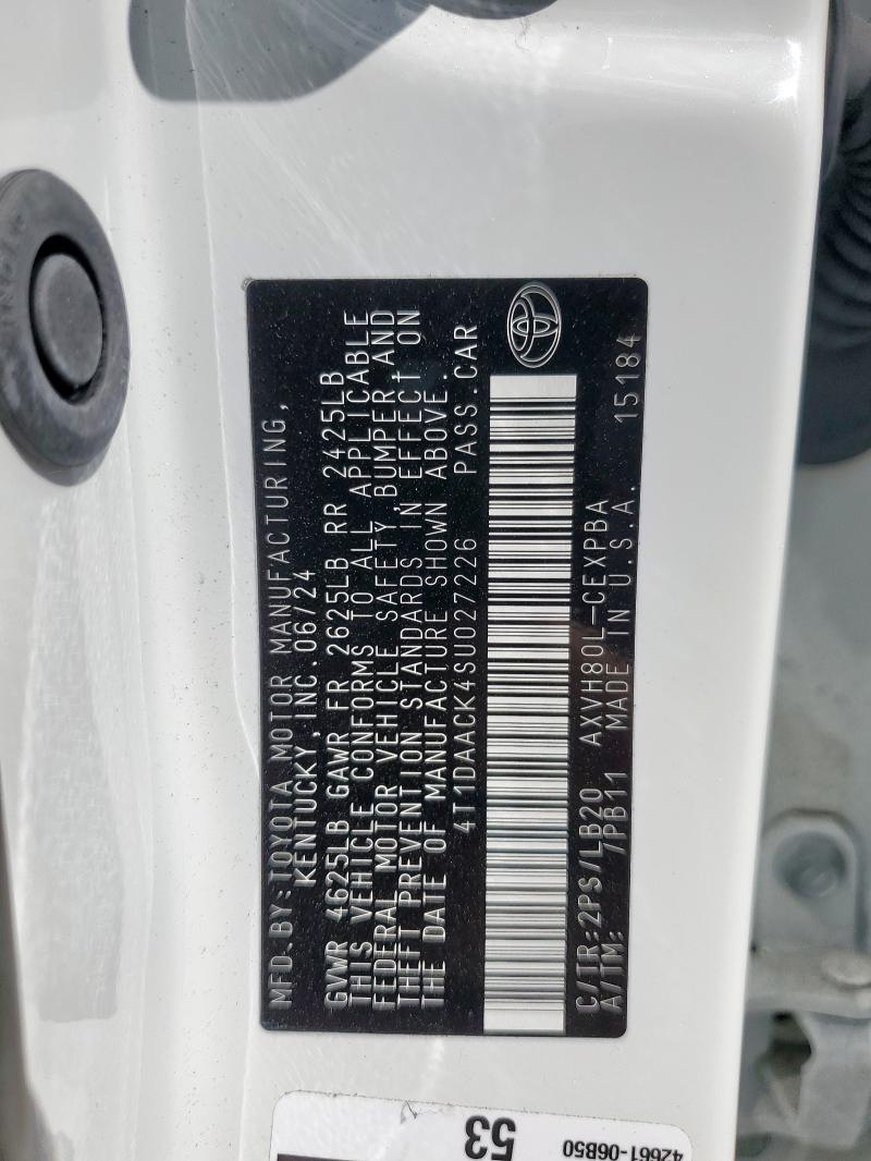 2025 TOYOTA CAMRY XSE 4T1DAACK4SU027226